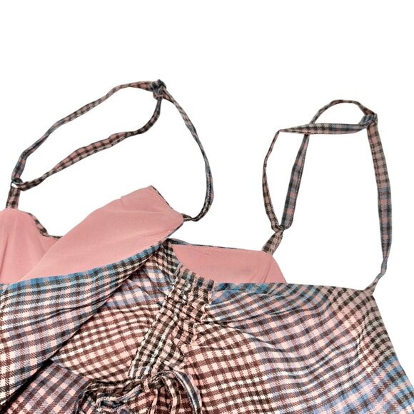 Aéropostale Womens Plaid Slip Dress S Dusty Rose and Blue Lined Rayon Polyester - Picture 9 of 10